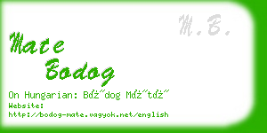 mate bodog business card